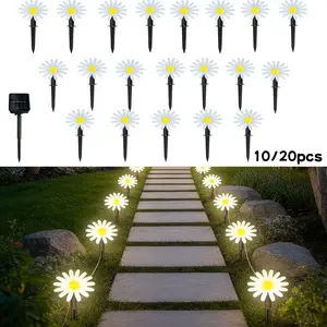 10/20pcs Solar Daisy String Lights, 8 Modes, Semi-Embedded Outdoor Decor, Garden Party Festival Lighting, Energy Efficient Tg-004 Model