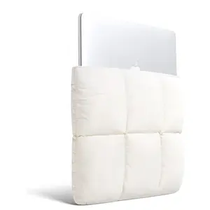 Creamy White Puffy Laptop Sleeve, Waterproof Laptop Case with Soft Fluffy Lining, Laptop Bag, Compatible with Tablet | Laptop 13 to 14 Inches