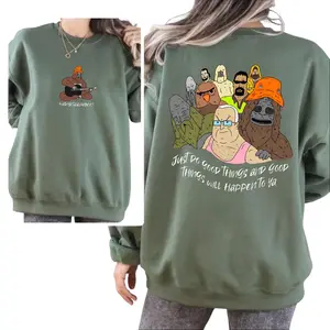 2 Side The Big Lez Sassy Guitar & Sassmate Hoodie, Do Good Things Sassy the Sasquatch Cool Unisex Sweater, Casual Streetwear