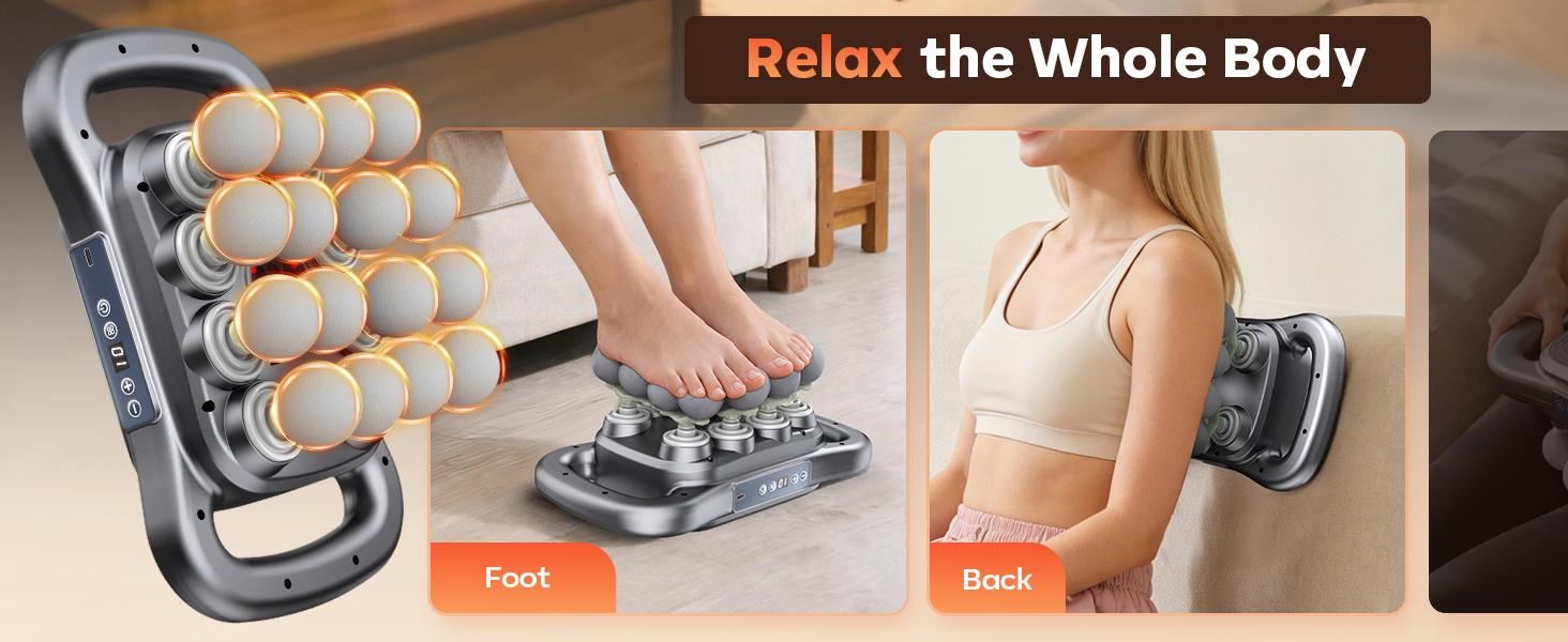 Head Massage Gun with 9 Modes, Deep Tissue Percussion with 30 Levels Quiet Muscle Massage Gun with Red Light Therapy for Full-Body Relaxation, Daily Use Gift