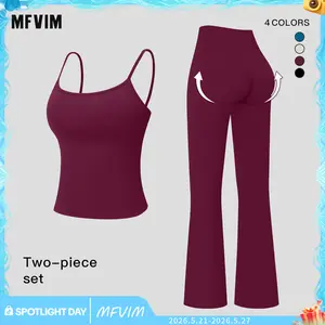 MFVIM Women’s Yoga Outfit Set – Breathable, stretchy casual yoga set with seamless fitness running flared pants for women
