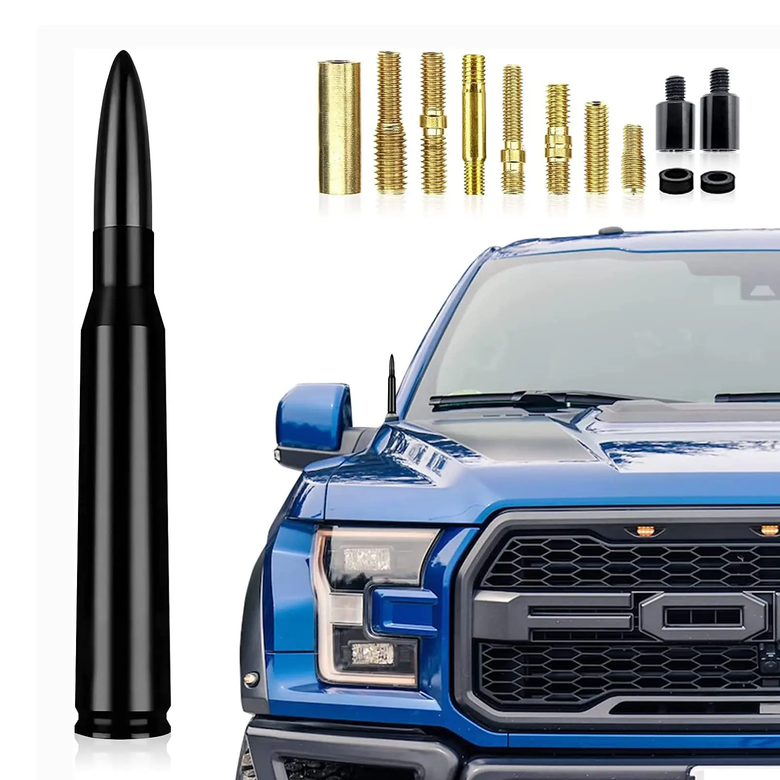 Universal Car Antenna Replacement - Rugged Billet-Aluminum Construction, Black, Weatherproof, Scratch-Resist Coat, Vehicle Fitment for Ford, Dodge, Chevrolet, GMC, Jeep, Toyota, Cadillac Cars & Trucks, Rugged Daily Use Automotive Accessory