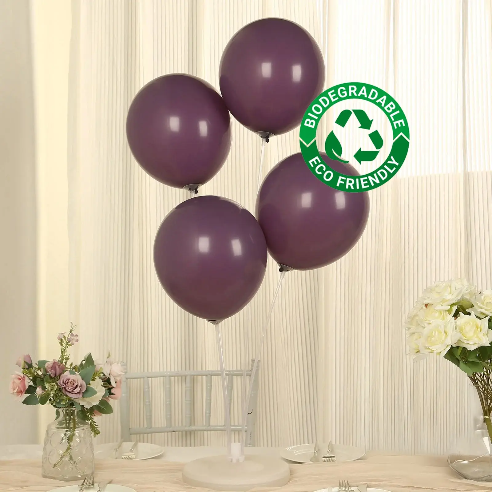 50 Pack Matte Pastel Violet Amethyst Biodegradable Balloons, Round Eco-friendly Thick Latex Party Balloons - 12"