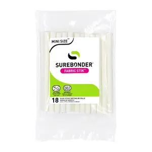 Surebonder Mini Size Fabric Hot Glue Sticks for Fabric, Leather, Lace, Ribon, Foam, Machine Washable - Cream White, 18 Pack