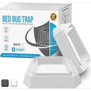 Bed Bug Trap — 8 Pack | TruGuard X Bed Bug Interceptors (White) | Eco Friendly Bed Bug Traps for Bed Legs | Reliable Insect Detector, Interceptor, and Monitor for Pest Control and Treatment