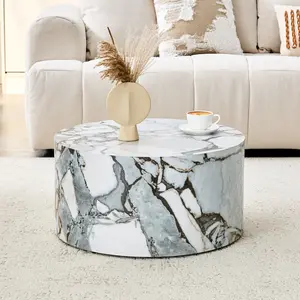 [Bellemave] Cylindrical Coffee Table with Anti-Slip Feet| MDF Living Room Furniture| Suitable for Industrial or Minimalist Style