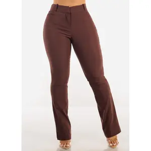High Waist Stretch Bootcut Dress Pants Brown