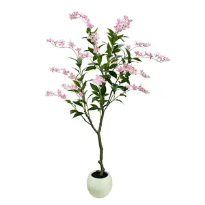 Artificial Jasmines Tree with Pot, Tall Fake Tree Plant with Realistic Flowers, Lifelike Faux Tree, Large Artificial Plants for Indoor Outdoor, Decor, Landscape
