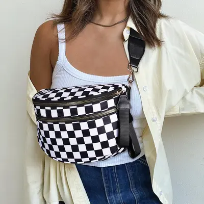 Crescent Bag Crossbody Zip Belt Bag Fanny Pack Checkered Bags