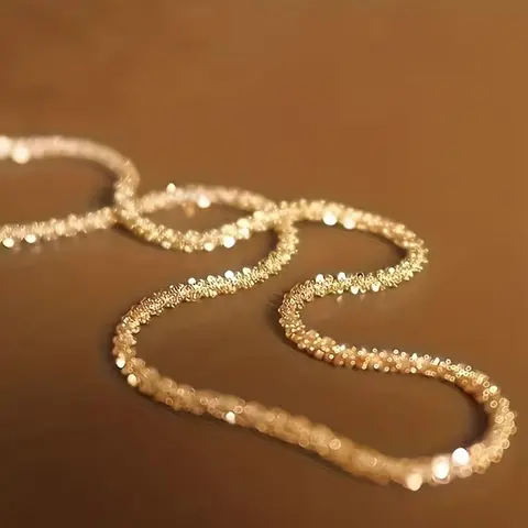1pc Fashion High-end Ladies Single-layer Necklace, Chain Necklaces, Copper Chain Jewelry, Sparkling and Shiny Clavicle Chain, Minimalist Chain, Suitable for Daily and Party Wear, Exquisite Gifts for Women, Fashion Gifts, Exquisite Jewelry Gift