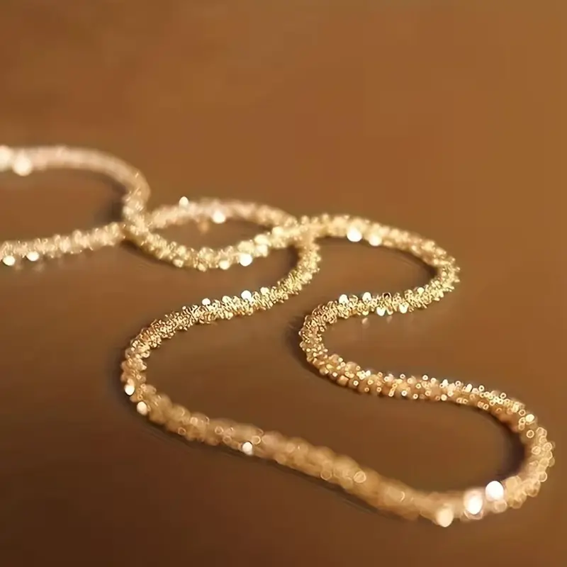 1pc Fashion High-end Ladies Single-layer Necklace, Chain Necklaces, Copper Chain Jewelry, Sparkling and Shiny Clavicle Chain, Minimalist Chain, Suitable for Daily and Party Wear, Exquisite Gifts for Women, Fashion Gifts, Exquisite Jewelry Gift