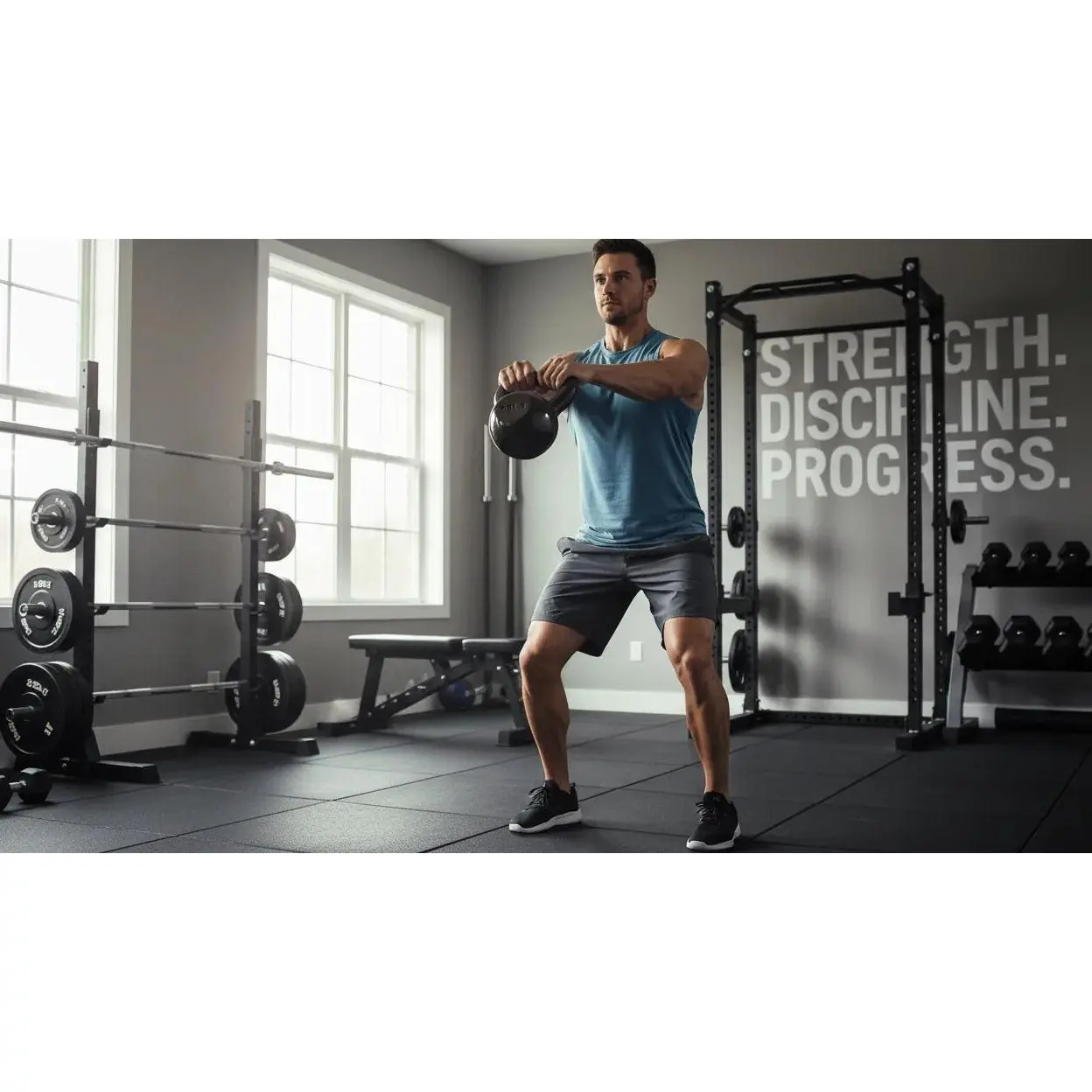 Solid Cast Iron Kettlebell with Wide Handle, Coated Fitness Equipment for Home Gym Strength Training & Full Body Workouts, Multiple Weights, Strength Training Gear, Exercise Fitness Equipment, Gym Training Equipment