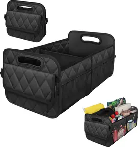 Car Trunk Organizer, Multi-Compartment Auto Trunk Storing Bag with Pockets, Collapsible Organizer and Storage for Sedans, SUVs, Trucks, Universal Interior Car Accessories (Black)