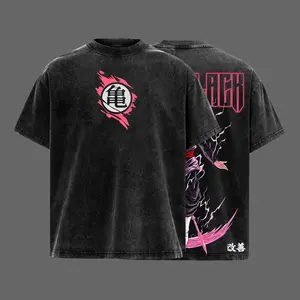 Dragon Ball Z Vintage Washed Anime Tee | Dark Pink Aura Warrior Shirt | Powerful Energy Fighter Graphic Back | Streetwear T-Shirt | Manga Inspired Design | Cool Gift for DBZ Fans | 90s Graphic American Casual Short Sleeve Tee,Gym & Streetwear
