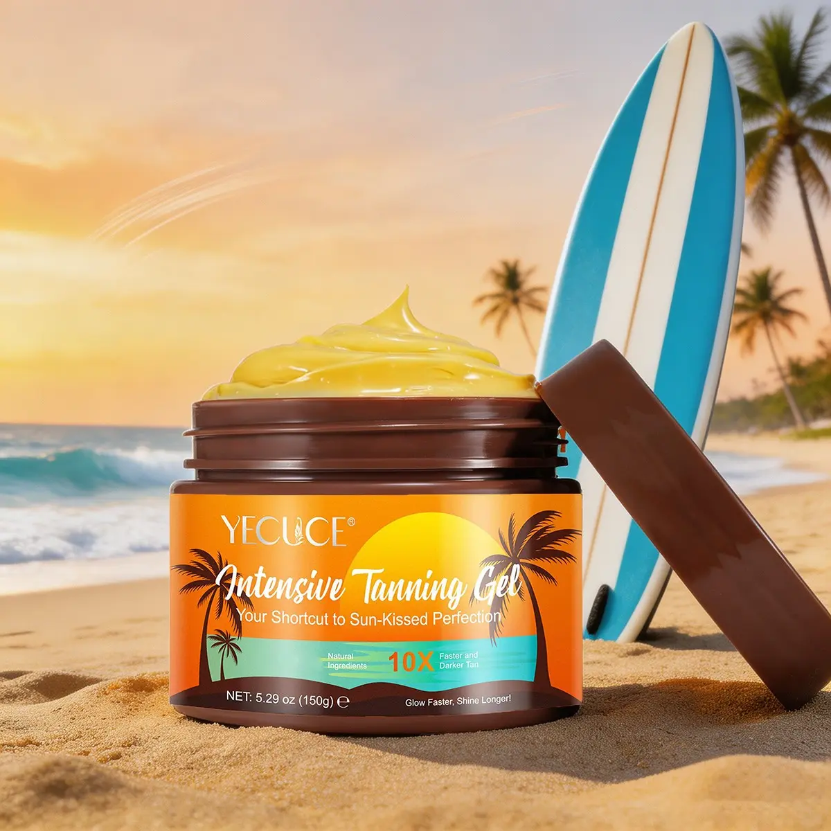 Yecuce Quick-Effect Bronzing Balm 150g, Moisturizing Dual Action, Gel Body Bronzer for Dry, Oily, and Sensitive Skin