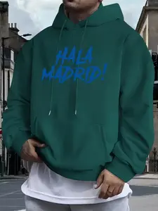 Men's Hala Madrid! Oversized Hoodie, Casual Loose Fit, Soft Comfortable Fabric, Ideal for Daily Wear and Sports, Trendy Printed Sweatshirt