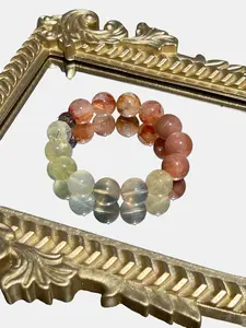 Marshall AAAA Grade 15mm Hematoid Quartz Orange Moonstone & Lemon Quartz Bracelet for Adults Summer Energy Crystal Jewelry for Radiance Confidence & Joy