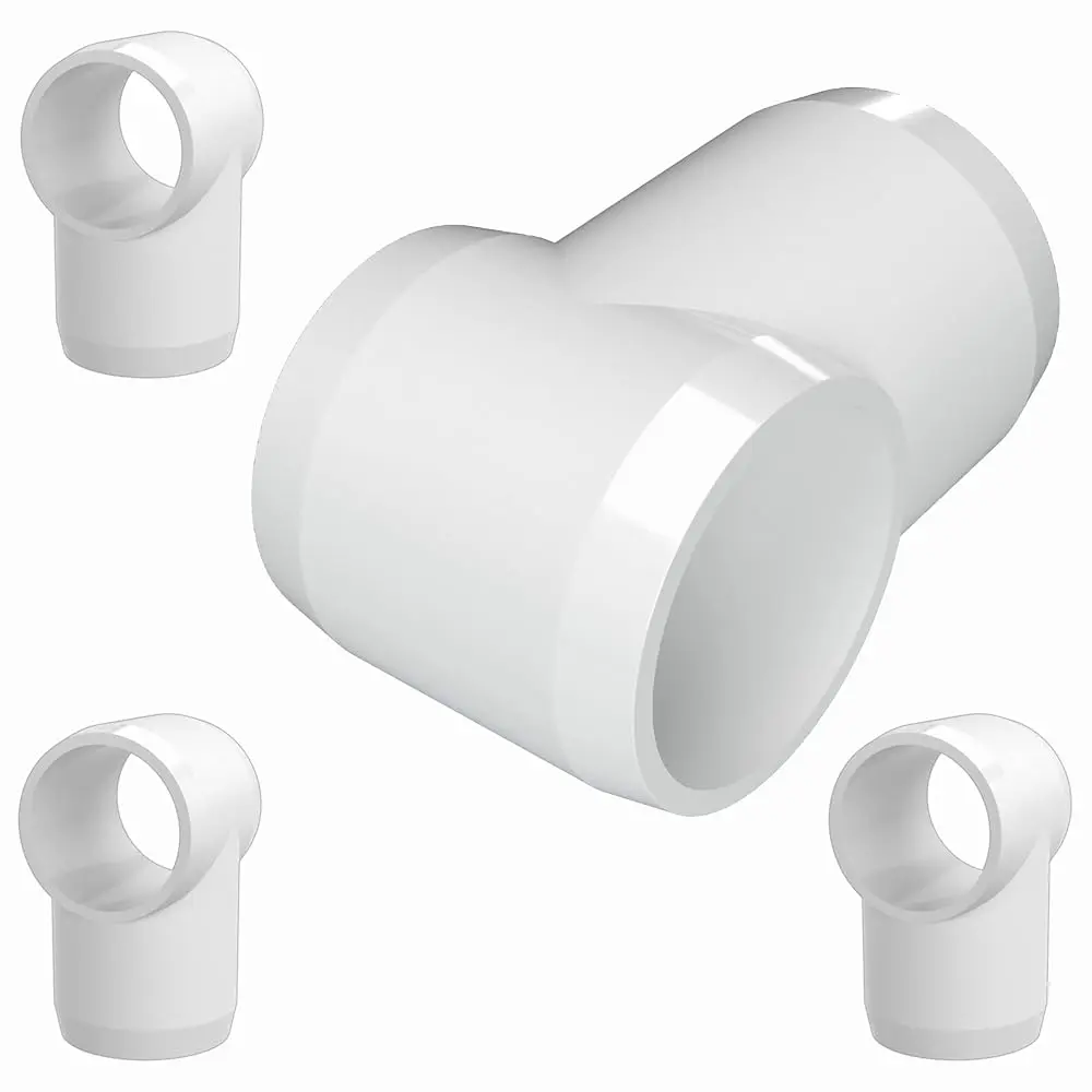 Formufit 1-1/4" White PVC Slip Tee, Furniture Grade, Pack of 4