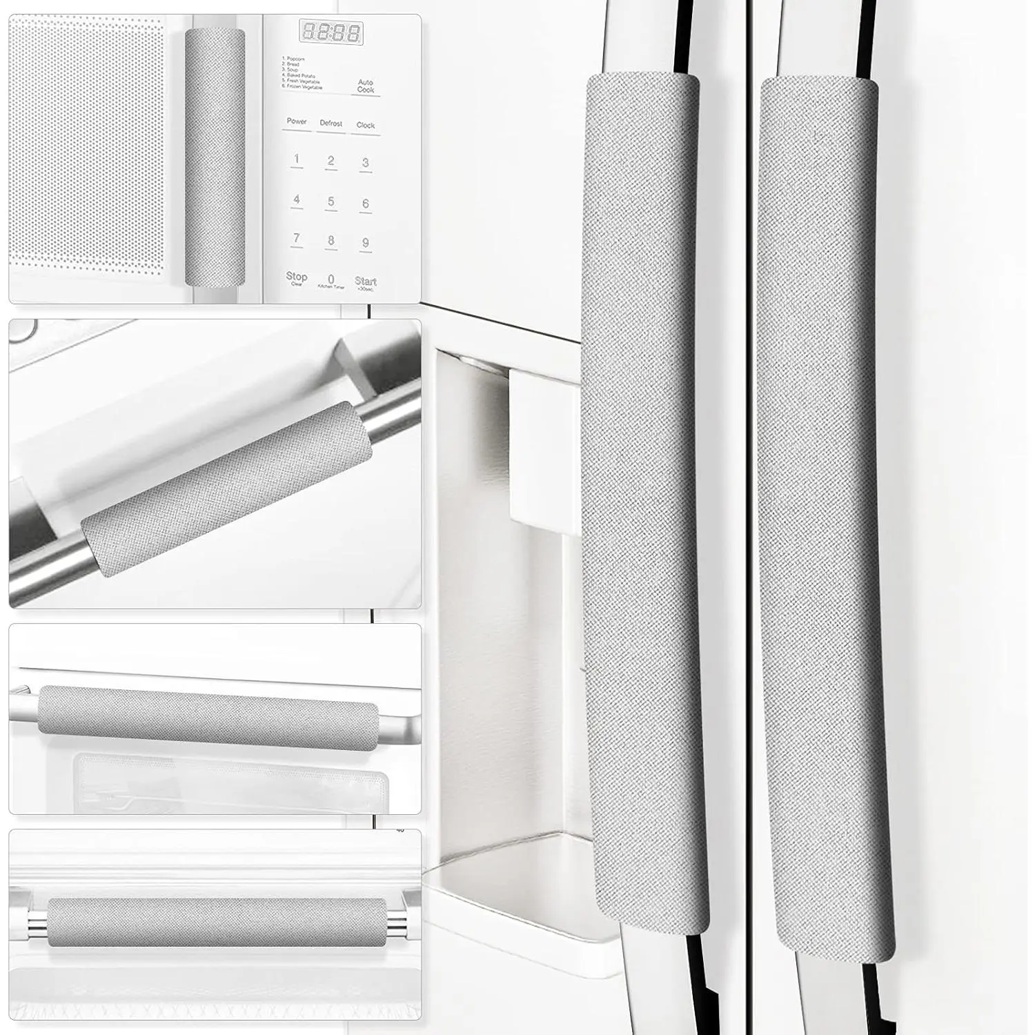 Refrigerator Handle Covers Set of 6 Trimmable Washable Appliances Handle Protectors Light Grey Kitchen Decor Accessories