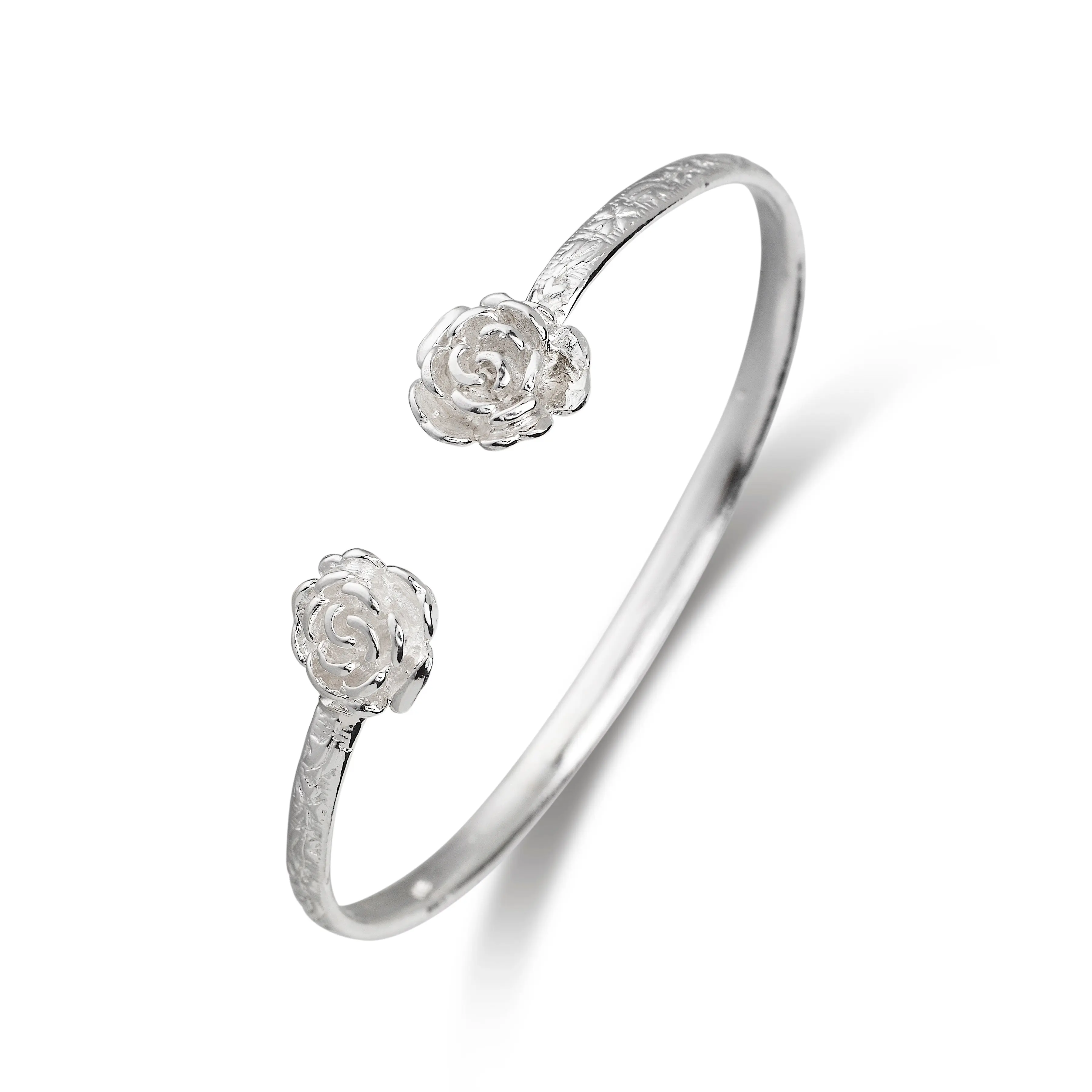 925 Sterling Silver Flat Roses Design Arm Cuff - Elegant Jewelry, Exquisite Accessory, 1 Piece for Adults