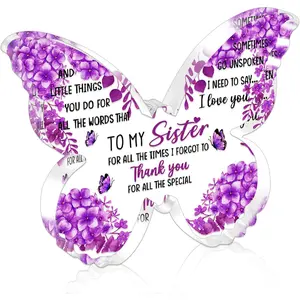 Sister Ever Gifts Birthday Gifts for Sister from Sisters  Plaque Desk Decor Purple Butterfly Friendship  for Women Birthday Mothers Day Thanksgiving Wedding from Sisters Brother Ideas