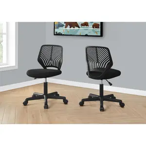 Soren Ergonomic Computer Desk Chair with Adjustable Height Armless Mid-Back Black Office Chair for Kids 360-Degree Swivel Seat & 5-Star Base