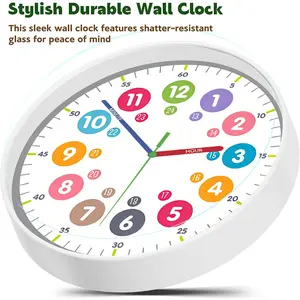 1 Piece Color Digital Marked Dial Round Plastic Frame Wall Clock, 8 Inch/ 12 Inch, Silent Movement Accurate Timekeeping, Lightweight Wear-resistant With Plastic Dust Cover, Christmas Gift Holiday Home Decor, Ideal for Living Room Bedroom Office Corridor