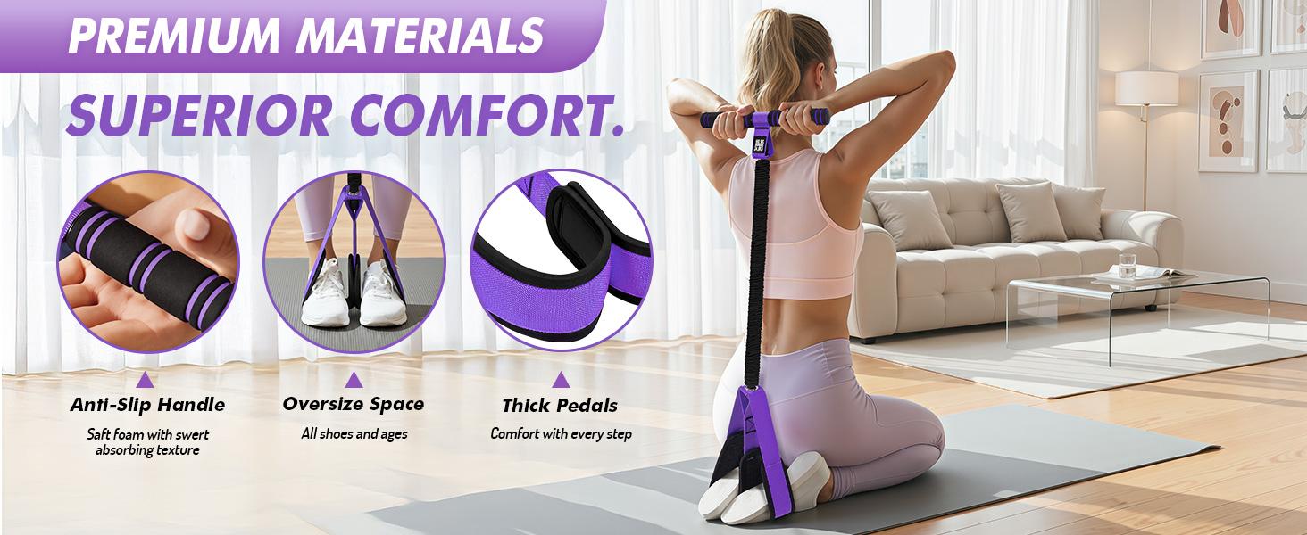 KUZARO Upgraded Pedal Resistance Band – Durable Latex Tubes, Soft Foot Pedals, Sit-Up & Stretch Fitness Equipment
