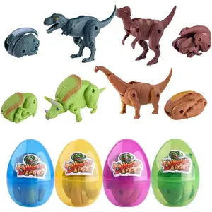 4 Pack Jumbo Dinosaur Deformation Eggs with Toys Inside for Kids Boys Girls Toddlers Easter Basket Stuffers Fillers Gifts Party Favors