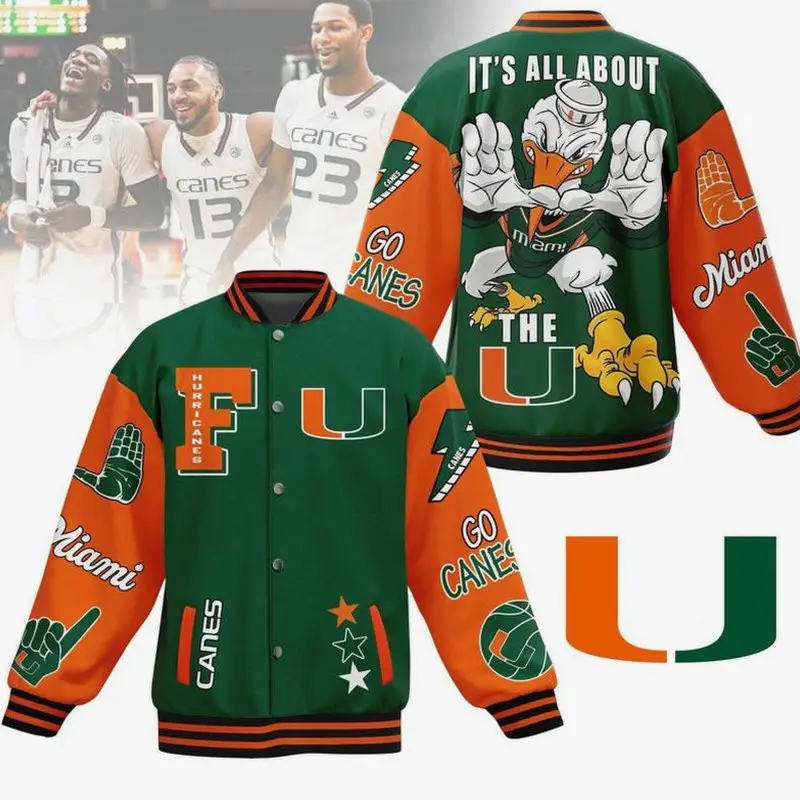 Classic Miami Bomber Baseball Jacket, College University Baseball Jacket, Sport Bomber Jacket, Comfortable Unisex Bomber, Trendy Jacket, Gift For Fan