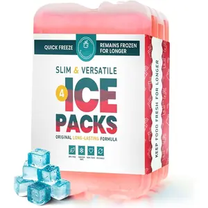 Ice Packs for Lunch Boxes - Long Lasting Slim Freezer Packs, Thin   Hard Gel Ice Blocks for Coolers,  & Adults Lunch Bags, Travel, Camping,  Storage