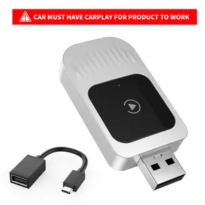 Wireless CarPlay Adapter for iPhone 2026 Wireless Apple CarPlay Adapter Mini Size with Cable USB & USB-C/Type-C Plug and Play Stable Connection and No Delay