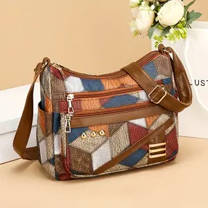 Women's Chic Soft PU Leather Crossbody Shoulder Bag - CuteCity Trendy, Elegant Layered Design, Multi-Compartments, Pockets, Large Capacity, Lightweight, Zipper Closure, Adjustable Strap, Travel Wallet