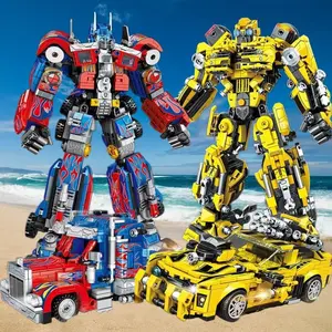 Transforming Robot Car 2-in-1 Model Building Kit Abs Building Blocks Toy Creative Building Blocks for Home Decoration