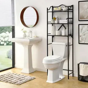 Metal Freestanding Over The Toilet Storage Rack Space Saving Bathroom Organizer with Shelves for Towels and Essentials