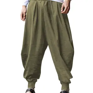 COOFANDY Men Hippie Harem Pants Baggy Linen Boho Yoga Casual Drop Crotch Trouser