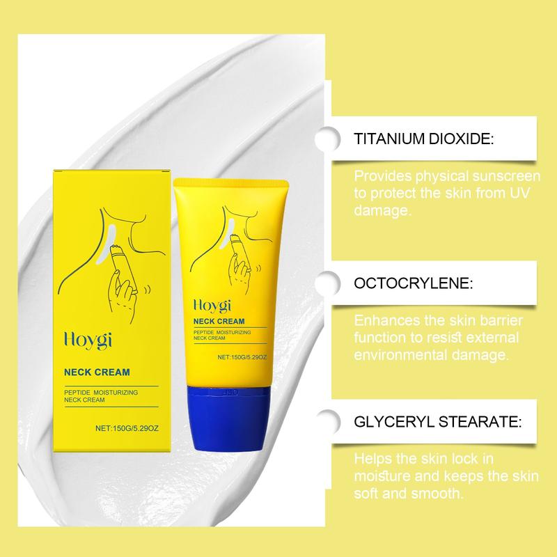 Hoygi Neck Firming Cream 150g, Deep Moisturizing & Tightening Formula, Low Allergenic, Easy Absorption Massage, Contains Glycerine & Oligopeptide-1