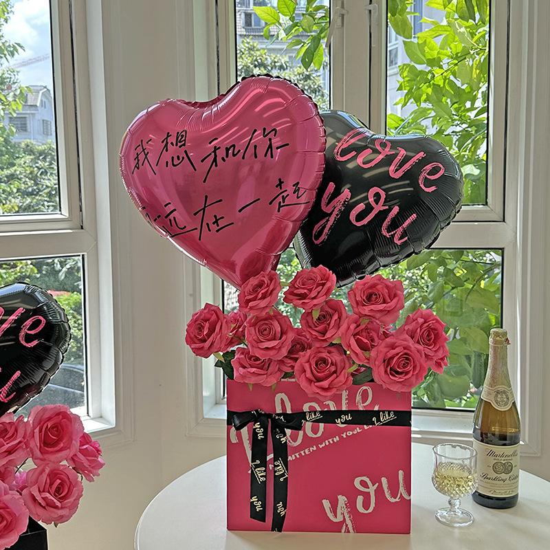 Heart Balloons & Artificial Flower Bouquet Set | Wedding & Birthday Party Decor | Table & Floor Floral Arrangements for Home dimmable wall diy spring faux silk luxury