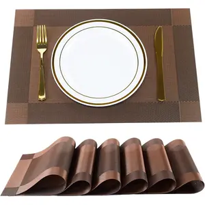PVC Placemats Set of 4 Heat Insulation Dining Table Mat Waterproof Oil Proof Placemat Table Kitchen Decorative Placemat Home Party Hotel Accessories