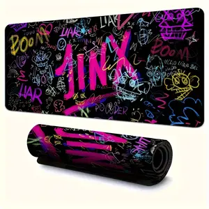 GOBURNHOT J-Jinx Large Gaming Mouse Pad Compatible for PC/Laptop - J-Jinx Graffiti Design Desk Mat with Rubber Base & Smooth Surface, Thick Durable Desk Mat Suitable for Office, School, Home - Ideal for Gamers & J-Jinx Fans