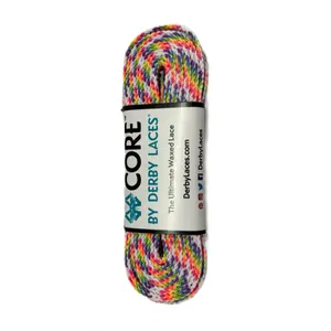 Core by Derby Rainbow Skate Laces - The Ultimate Waxed Lace for Skates - Colorful & Durable (120 in)