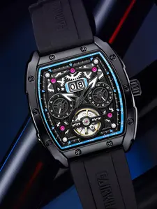 Mark Fairwhale Men's Automatic Mechanical Watch, Waterproof Business Multifunctional Calendar, Simple Night Glow Barrel Shape, Fw-6430
