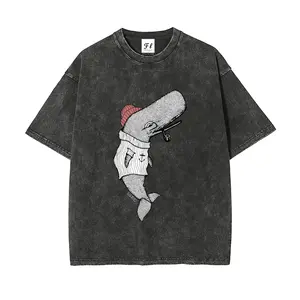 Pipe Whale Nautical Style The Old Mariner Sperm whale Unisex Plus Size Summer Graphic Tees Personalized Pattern Y2k Clothing Round Neck Short-Sleeved Washed T-Shirt,Women's Clothing 100% Cotton, Menswear, Top, Vintage Style, Casual Oversized