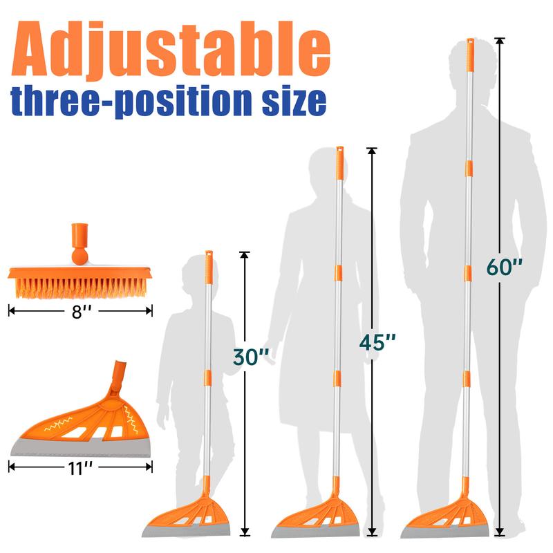 Magic Air Silicone Broom Sweeper Orange Household Squeegee for Floor Cleaning Bathroom Pet Hair Broom Brush Set with Handle Multifunctional Cleaning Tool