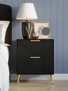 Favorer Everett Night Stand, Black, Modern Design Favorer Everett Night Stand, Black, Modern Design