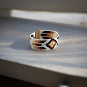 Sienna Seed Bead Loom Bracelet - Handmade Boho Jewelry with Native American Style and Western Cowgirl Design