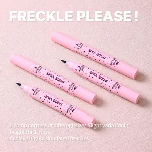 PAGE VINE 2-in-1 Freckle Stamp Pen with Eyeliner Realistic Sun-Kissed Fake Freckles Makeup Dual-Ended Design Waterproof Smudge-Proof 4 Shades Portable Travel-Friendly