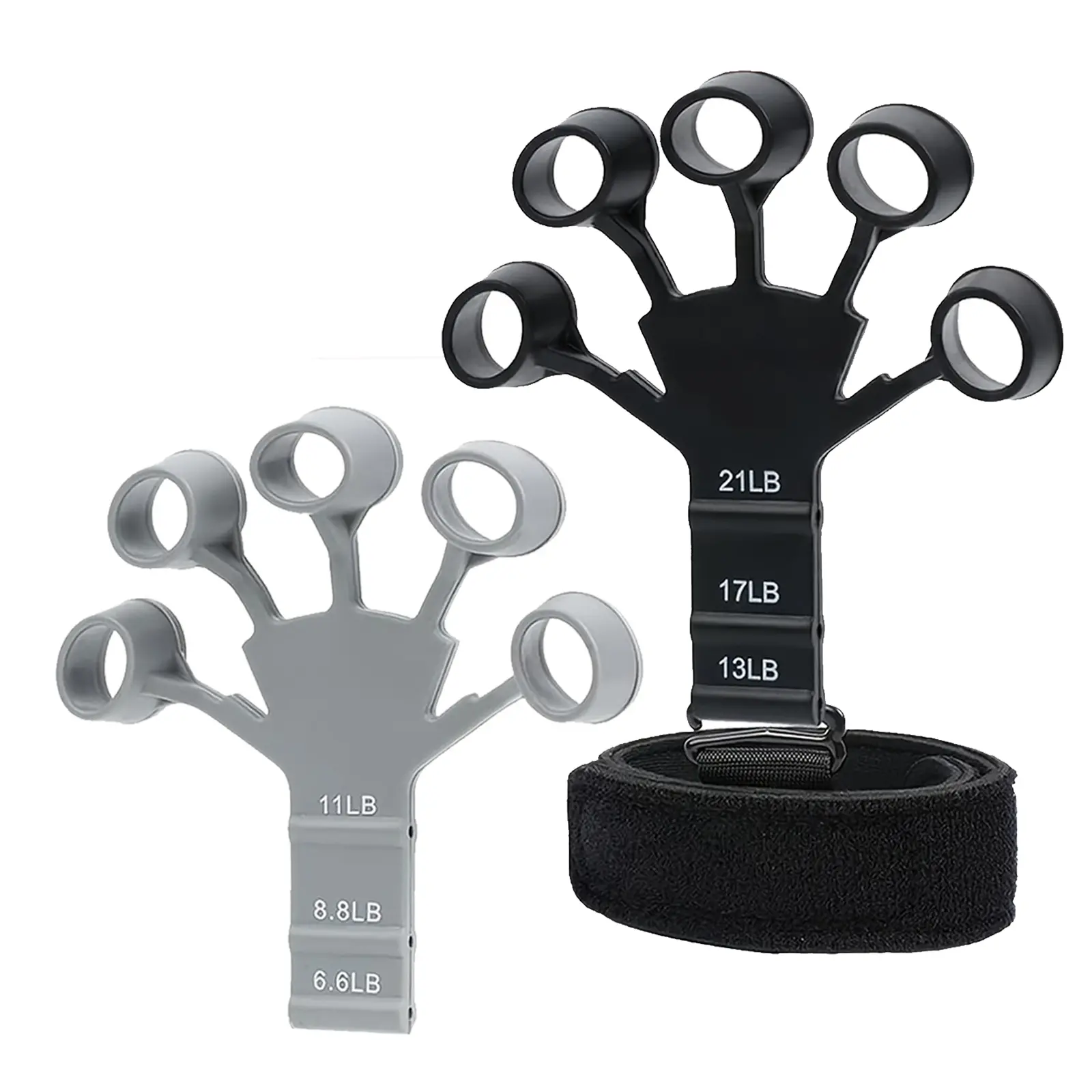Silicone Finger Strengthener & Hand Stretcher, 2-Pack 6 Levels of Adjustable Resistance (6.6lb-21lb) Forearm-Wrist Trainer for Athletes, Therapists, Office & Traveling Use, Gamers, 6.6Lb To 21Lb Strength Training Accessory Strength Workout Equipment