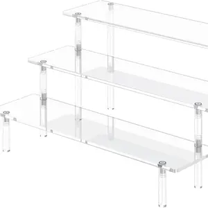 3 Tier Acrylic Display Risers, Large Perfume Organizer Stand, Clear Cupcake Stand Holder, Display Shelves for Figurines, Dessert Shelf for Party, Risers Display Stand for Decoration