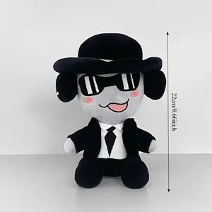 Forsaken Chance Plush Doll - Cute Video Game Character Toy with Black & White Checkered Suit & Glasses, Soft Stuffed Animal for &, Birthday/Holiday Gift, Game Room Accessory (' Hugging Companion)